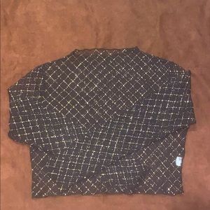 •Black Mesh/Sheer Long Sleeve Top W/ Gold Pattern•